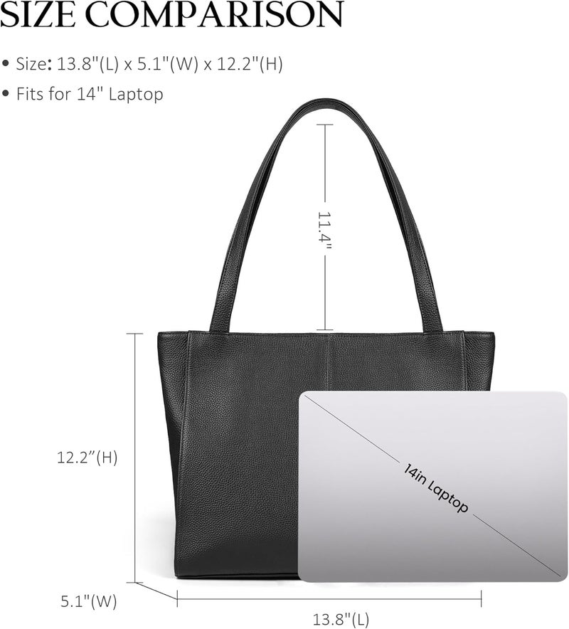befen Genuine Leather Tote Bag for Women Work, Women's Leather Shoulder Bags Purses Satchel Handbags with Laptop Compartment - Image 3